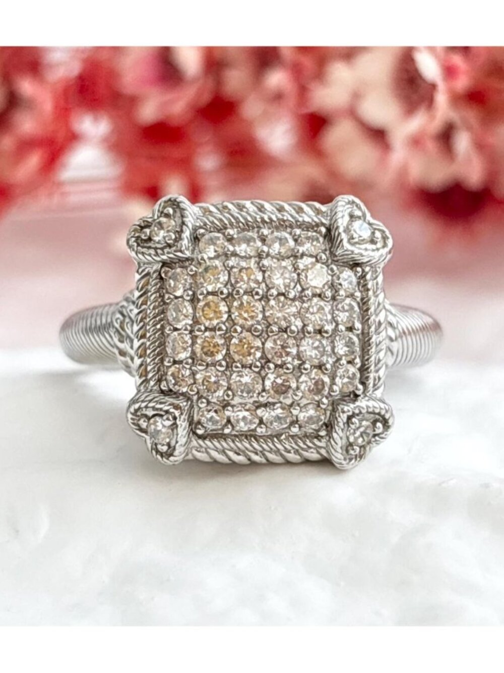 Judith Ripka Diamonique CZ Berge Twisted Sterling Silver 925 Vintage Ring sz 10